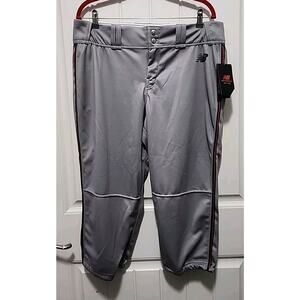 New Balance Baseball Pants Men's 38 Gray Knickers Leg Stripe Red Navy Blue NWT